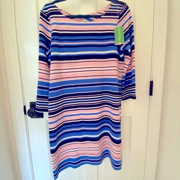 Lilly Pulitzer Paradise Pin the Swim Stripe shift dress NWT size Large - Picture 4 of 7